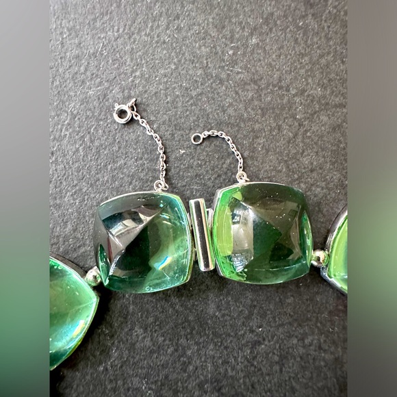 Authentic BACCARAT set green MEDICIS Crystal Sterling Necklace & Bracelet. - Picture 4 of 13